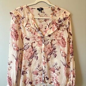 PAIGE Floral Blouse - Pink and Cream